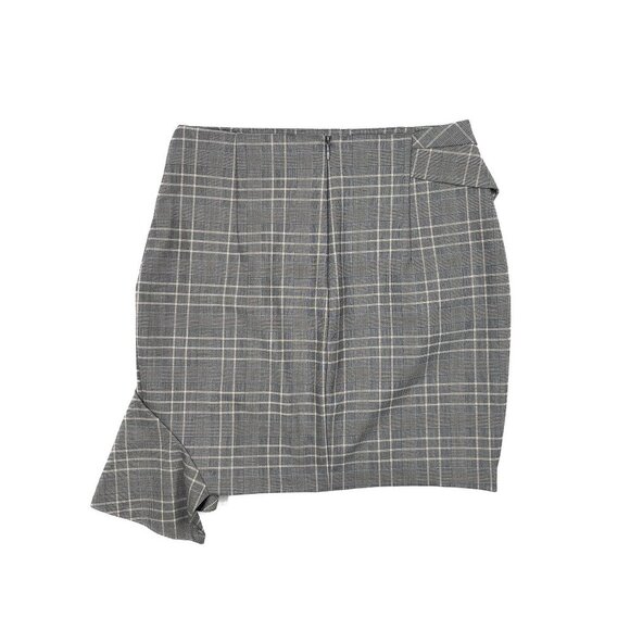 H & M Gray Plaid Asymmetrical Ruffles Corpcore Mini Skirt Size 4 - NWT - Picture 3 of 6